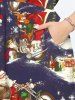 Plus Size Christmas Tree Snowflake Snowman Santa Claus Elk Print Split Pocket A Line Midi Dress -  