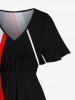 Robe mi-longue hawaïenne fendue à imprimé colorblock et faisceau lumineux grande taille - Noir 3X