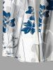 Chemise hawaïenne à poches boutonnées, imprimé feuilles bicolores, grandes tailles pour hommes - Blanc XL