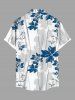 Chemise hawaïenne à poches boutonnées, imprimé feuilles bicolores, grandes tailles pour hommes - Blanc XL