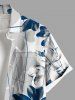 Plus Size Two Tone Leaf Print Hawaii Button Pocket Shirt For Men -  