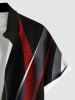 Plus Size Curve Light Beam Colorblock Print Hawaii Button Pocket Shirt For Men -  
