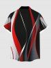 Plus Size Curve Light Beam Colorblock Print Hawaii Button Pocket Shirt For Men -  