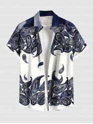 Chemise hawaïenne grande taille à imprimé cachemire tie-dye et poches boutonnées pour homme - Bleu de Minuit XL