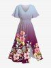 Flower Leaf Branch Dip Dye Ombre Print Plus Size Matching Hawaii Beach Outfit For Couples -  