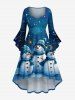 Tenue de Noël grande taille assortie pour couples, motif bonhomme de neige, flocon de neige, arbre, lampadaire - Bleu Ciel 