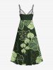 Plus Size Hibiscus Flowers Leaf Print Surplice Hawaii Cami Dress -  
