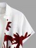 Plus Size Skull Coconut Tree Floral Print Buttons Pocket Hawaii Shirt For Men -  