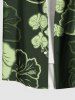 Plus Size Hibiscus Flowers Leaf Print Buttons Pocket Hawaii Shirt For Men -  