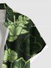 Plus Size Hibiscus Flowers Leaf Print Buttons Pocket Hawaii Shirt For Men -  