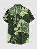 Plus Size Hibiscus Flowers Leaf Print Buttons Pocket Hawaii Shirt For Men -  