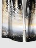 Plus Size Christmas Tree Snowflake Print Buttons Pocket Shirt For Men -  