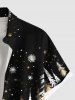 Plus Size Christmas Tree Snowflake Print Buttons Pocket Shirt For Men -  