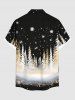Plus Size Christmas Tree Snowflake Print Buttons Pocket Shirt For Men -  