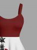 Plus Size Christmas Tree Ball Skulls Rose Flower Spider Web Print Tank Dress -  