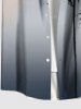 Chemise hawaïenne grande taille à imprimé ombré cocotier et nuages, boutons et poches pour homme - Gris Clair L