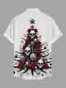 Plus Size Christmas Tree Ball Skulls Rose Flower Spider Web Print Buttons Pocket Shirt For Men -  