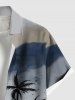 Chemise hawaïenne grande taille à imprimé ombré cocotier et nuages, boutons et poches pour homme - Gris Clair 4XL