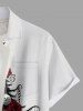 Plus Size Christmas Tree Ball Skulls Rose Flower Spider Web Print Buttons Pocket Shirt For Men -  