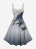 Plus Size Coconut Tree Cloud Ombre Print Hawaii Tank Dress -  