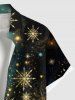 Chemise de Noël grande taille à boutons et poches pour homme, motif flocon de neige, galaxie et paillettes, imprimé 3D - Noir XL