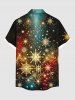 Plus Size Christmas Snowflake Galaxy Glitter 3D Print Buttons Pocket Shirt For Men -  