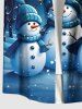 Plus Size Christmas Snowman Snowflake Tree Street Light Print Buttons Pocket Shirt For Men -  