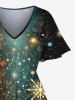 Plus Size Christmas Snowflake Galaxy Glitter 3D Print Split Midi Dress -  