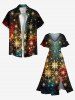 Plus Size Christmas Snowflake Galaxy Glitter 3D Print Split Midi Dress -  