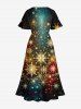 Plus Size Christmas Snowflake Galaxy Glitter 3D Print Split Midi Dress -  