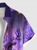 Plus Size Christmas Tree Snowman Elk Ombre Galaxy Print Button Pocket Shirt For Men -  