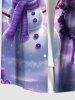 Plus Size Christmas Tree Snowman Elk Ombre Galaxy Print Button Pocket Shirt For Men -  
