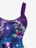 Robe débardeur trapèze grande taille à imprimé sapin de Noël, flocon de neige, bonhomme de neige et galaxie - Bleu Marine XXS