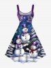 Robe débardeur trapèze grande taille à imprimé sapin de Noël, flocon de neige, bonhomme de neige et galaxie - Bleu Marine XXS