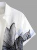 Plus Size Leaf Watercolor Ombre Print Hawaii Button Pocket Shirt For Men -  