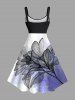 Robe débardeur grande taille à imprimé aquarelle ombré de feuilles hawaïennes, coupe trapèze. - Noir L