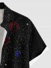 Chemise grande taille à imprimé sapin de Noël scintillant et feux d'artifice, avec poches boutonnées, pour homme - Noir S