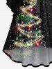 Robe asymétrique grande taille à imprimé feux d'artifice et sapin de Noël pailleté, froncée, taille haute et basse - Noir XS