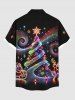 Chemise à boutons et poche pour homme, grande taille, motif sapin de Noël, Père Noël, étoile et cerf - Noir 6XL