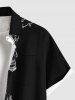 Plus Size Halloween Skulls Print Buttons Pocket Shirt For Men -  