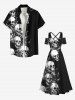 Plus Size Halloween Skulls Print Cold Shoulder Crisscross Maxi Dress -  