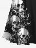 Halloween Skulls Print Plus Size Matching Outfit For Couples -  
