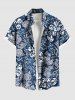 Tenue de plage hawaïenne assortie grande taille à imprimé floral pour couples - Bleu Marine 