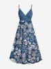 Tenue de plage hawaïenne assortie grande taille à imprimé floral pour couples - Bleu Marine 