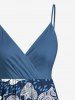 Tenue de plage hawaïenne assortie grande taille à imprimé floral pour couples - Bleu Marine 