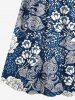 Tenue de plage hawaïenne assortie grande taille à imprimé floral pour couples - Bleu Marine 