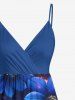 Robe camisole hawaïenne à surplis et imprimé étoiles et galaxie, grande taille - Bleu Marine XXS