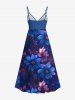 Robe camisole hawaïenne à surplis et imprimé étoiles et galaxie, grande taille - Bleu Marine XXS