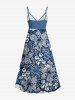 Plus Size Flowers Print Surplice Hawaii Cami Dress -  