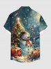 Chemise grande taille pour homme avec sapin de Noël, bonhomme de neige et étoiles, boîte cadeau, imprimé étoiles, boutons et poche. - Vert 6XL